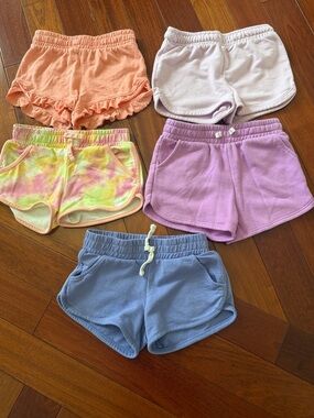 Girls' Pastel Terry Shorts - Peach, White, Tie-Dye, Lavender & Blue